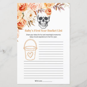 Papier Jeu de liste de seau de première année Crâne Flora