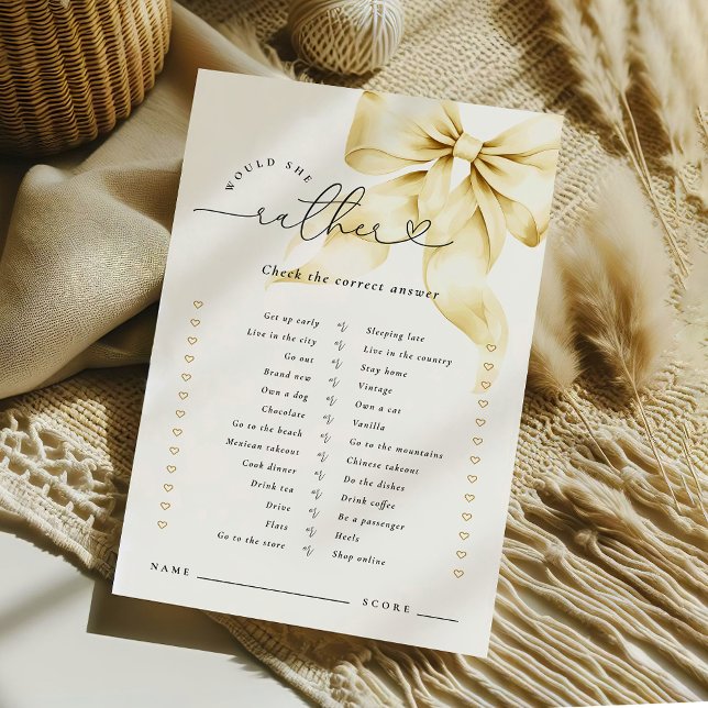 Papier Jeu de mariage à l'arc d'or 'Préférerait-elle' pou (Créateur téléchargé)