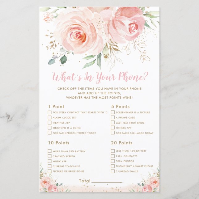 Papier Jeu de mariage floral rose pastel : Qu'est-ce que  (Devant)