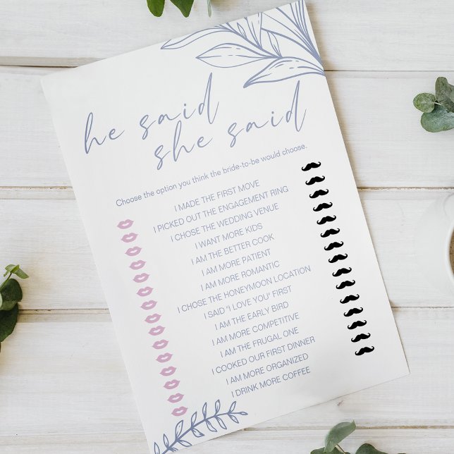 Papier Jeu De Mariage Il A Dit Qu'Elle A Dit Periwinkle F (Créateur téléchargé)