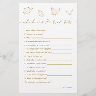 Papier Jeu de mariage papillon Qui connaît le mieux la ma