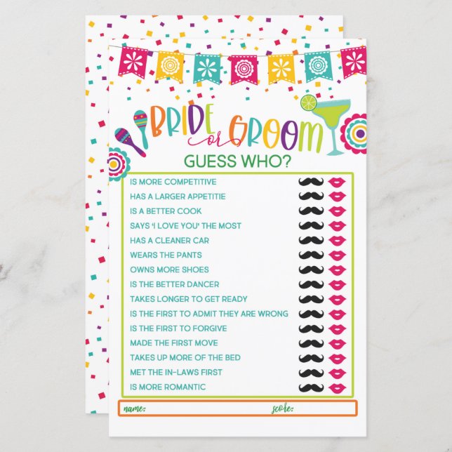 Papier Jeu de mariée ou de chambre - Fiesta WH (Devant / Derrière)