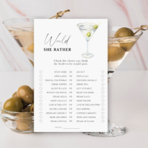 Papier Jeu de Martini pour enterrement de vie de jeune fi