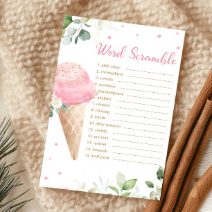 Papier Jeu de mots mêlés Baby Shower Glace Rose