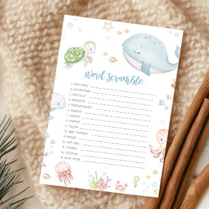 Papier Jeu de mots mêlés Baby Shower Sous Les Mers