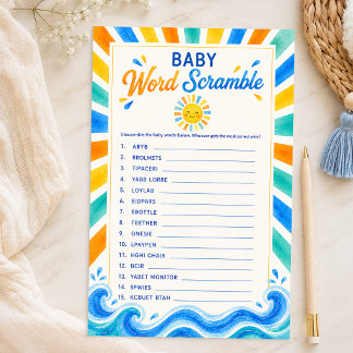 Papier Jeu de mots mêlés Baby Shower Sunshine
