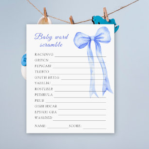 Papier Jeu de mots mêlés Baby shower thème noeud