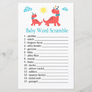 Papier Jeu de mots mêlés bébé dinosaure rouge