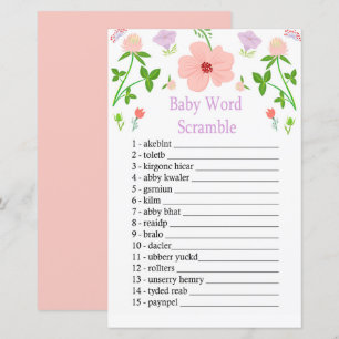 Papier Jeu de mots mêlés bébé Fleurs roses