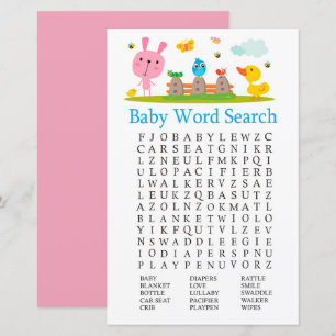 Papier Jeu de mots mêlés bébé lapin drôle rose