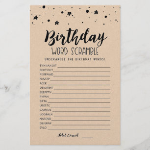 Papier Jeu de mots mêlés d'anniversaire avec réponses