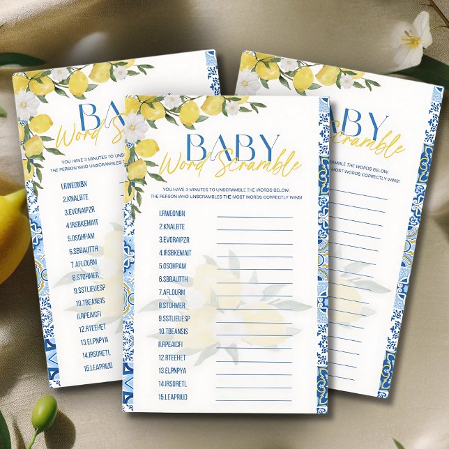 Papier Jeu de mots mêlés élégant pour une baby shower sur (Créateur téléchargé)