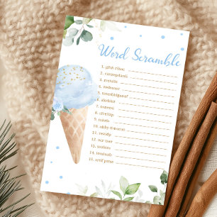 Papier Jeu de mots mêlés pour Baby Shower avec glace bleu