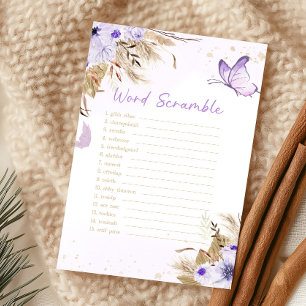 Papier Jeu de mots mêlés pour Baby Shower Papillon Floral