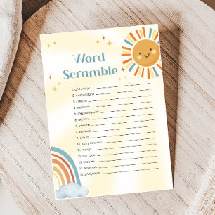 Papier Jeu de mots mêlés pour Baby Shower Retro Sunshine