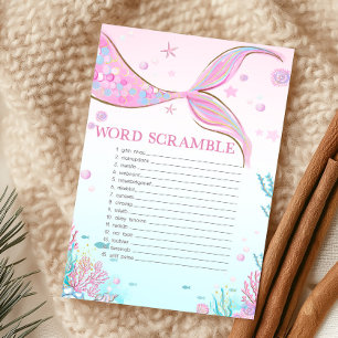 Papier Jeu de mots mêlés pour Baby Shower Sirène