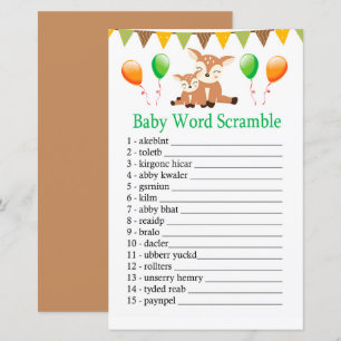 Papier Jeu de mots mêlés pour bébé faon mignon