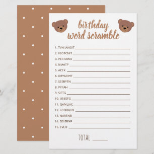 Papier Jeu de mots mêlés pour l'anniversaire de bébé avec