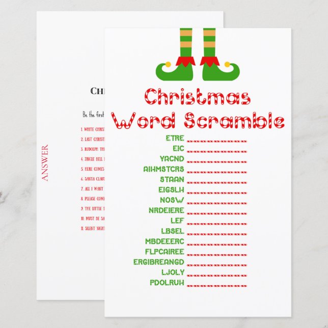Papier Jeu de Noël familial IMPRIMÉ (Devant / Derrière)