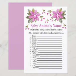Papier Jeu de nom d'animaux bébé Fleurs violettes