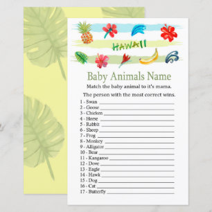 Papier Jeu de nom d'animaux bébé Hawaï