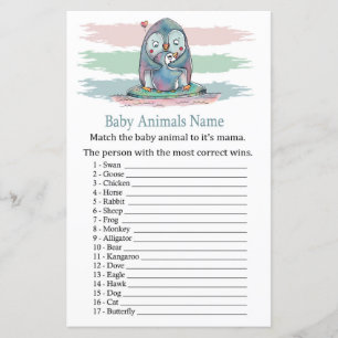 Papier Jeu de nom d'animaux bébé manchots