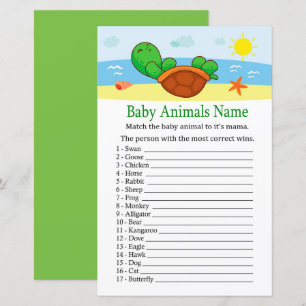Papier Jeu de nom d'animaux bébés Tortue Mignonne