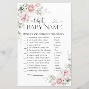 Papier Jeu de nom de bébé de célébrité Baby Shower Fleurs