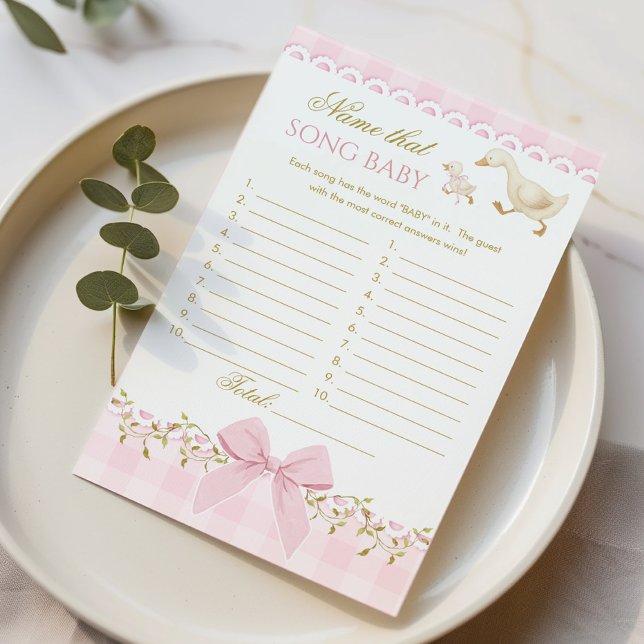 Papier Jeu de nom de chanson bébé rose gingham Goose (Créateur téléchargé)
