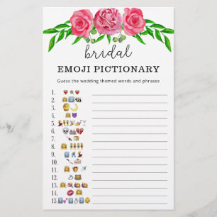 Papier Jeu de pictionary d'emoji de baby shower floral ro