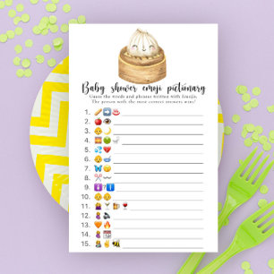 Papier Jeu de Pictionary d'emoji pour baby shower Little