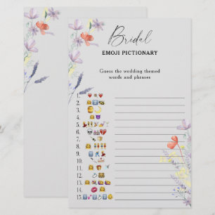 Papier Jeu de pictionary emoji baby shower bohème floral