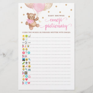 Papier Jeu de Pictionary Emoji Baby Shower Thème Ours en 