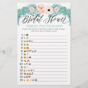 Papier Jeu de Pictionary Emoji Floral pour Enterrement de