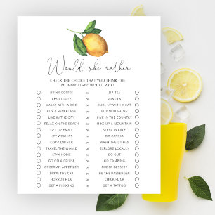 Papier Jeu de 'Plutôt Elle Ou' pour Baby Shower sur le th