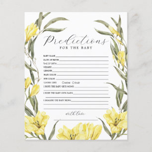 Papier Jeu de prédiction Baby shower des fleurs vertes