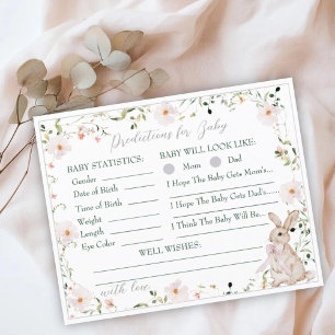 Papier Jeu de prédiction pour bébé à la Baby Shower Lapin