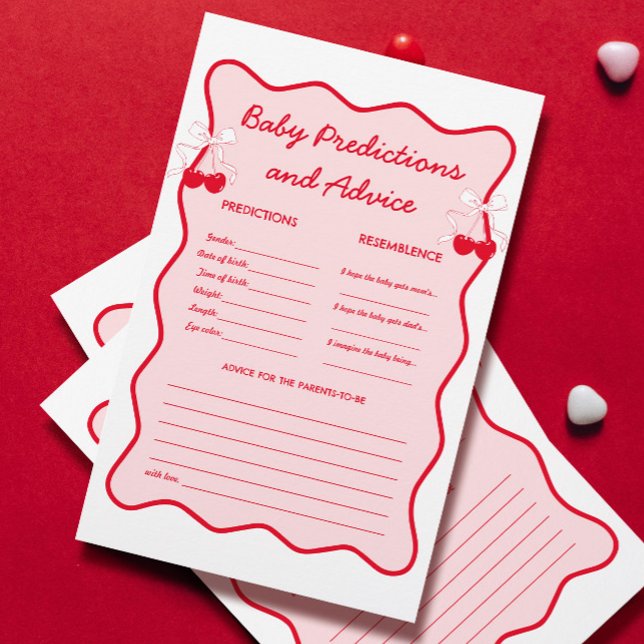 Papier Jeu de prédictions de Baby shower cerise (Créateur téléchargé)