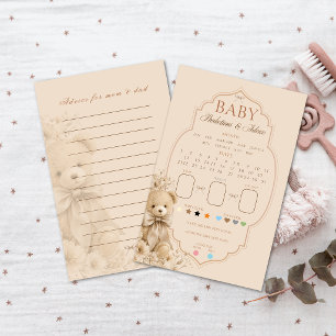 Papier Jeu de Prédictions de Bébé Ourson Beige Élégant