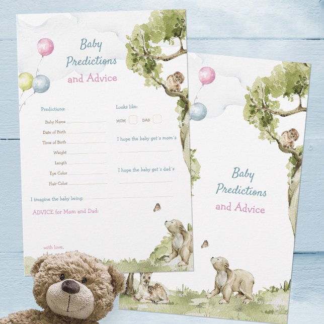 Papier Jeu de prédictions du Baby shower d'attente précoc (Cute Bearly Wait Baby Shower Predictions Game ©Susanne Sachers - Sunny Mind Design 🌞)