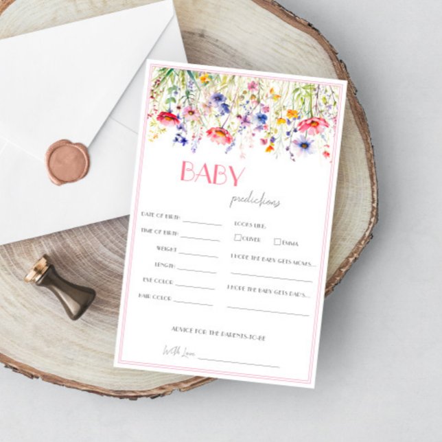 Papier Jeu de prédictions du Baby shower Fleur sauvage co (Créateur téléchargé)