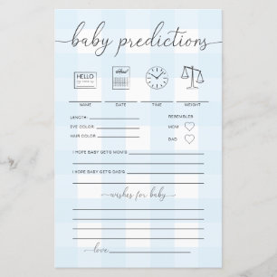 Papier Jeu de prédictions En vichy bébé bleu
