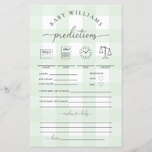 Papier Jeu de prédictions En vichy bébé vert