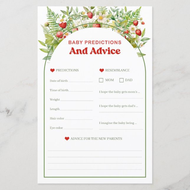 Papier Jeu de prédictions et de conseils Boho Strawberry  (Devant)