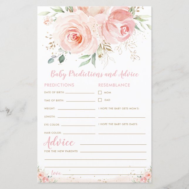Papier Jeu de prédictions et de conseils pour bébé rose p (Devant)