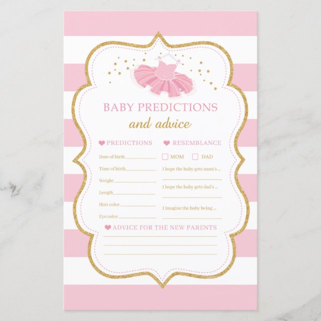 Papier Jeu de prédictions et de conseils pour bébé tutu m (Devant)
