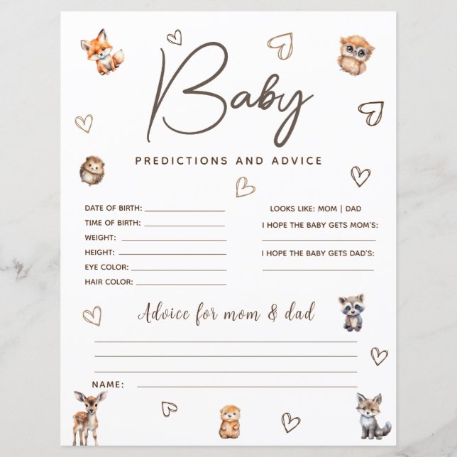 Papier Jeu de prédictions et de conseils sur le thème des (Devant)