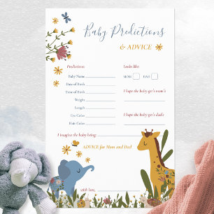 Papier Jeu de prédictions pour bébé avec des animaux mign