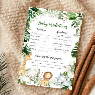 Papier Jeu de prédictions pour bébé Safari Wild One Showe