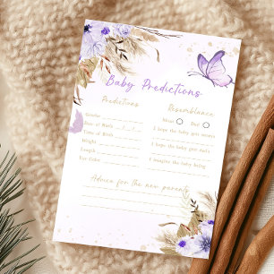 Papier Jeu de prédictions pour bébé Shower papillon flora